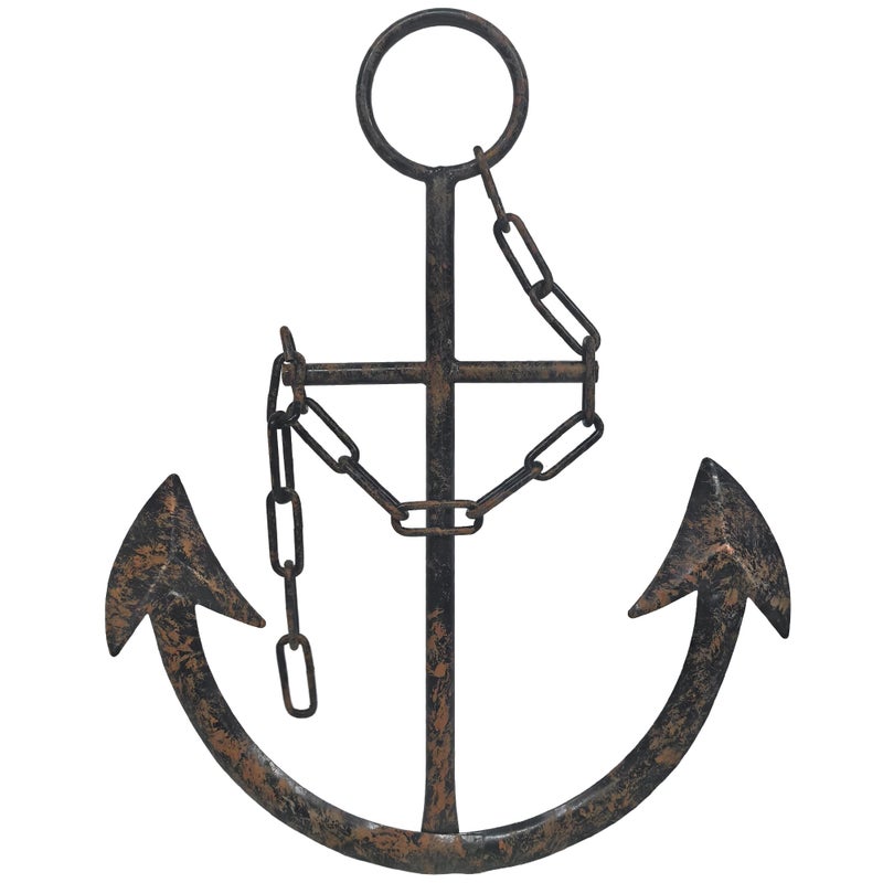 Everydecor Metal Anchor for Wall Decor - Antique Nautical Decoration for Living Room, Restroom, Bathroom, Bedroom, Kitchen - Boat, Ship Anchor with Chain for Home Interior - Image 1